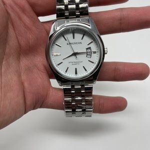 Mens silver 40mm Watch - white dial